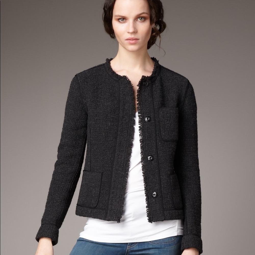 Vince Frayed Edge Wool Boucle Jacket (Size 10,EUC)